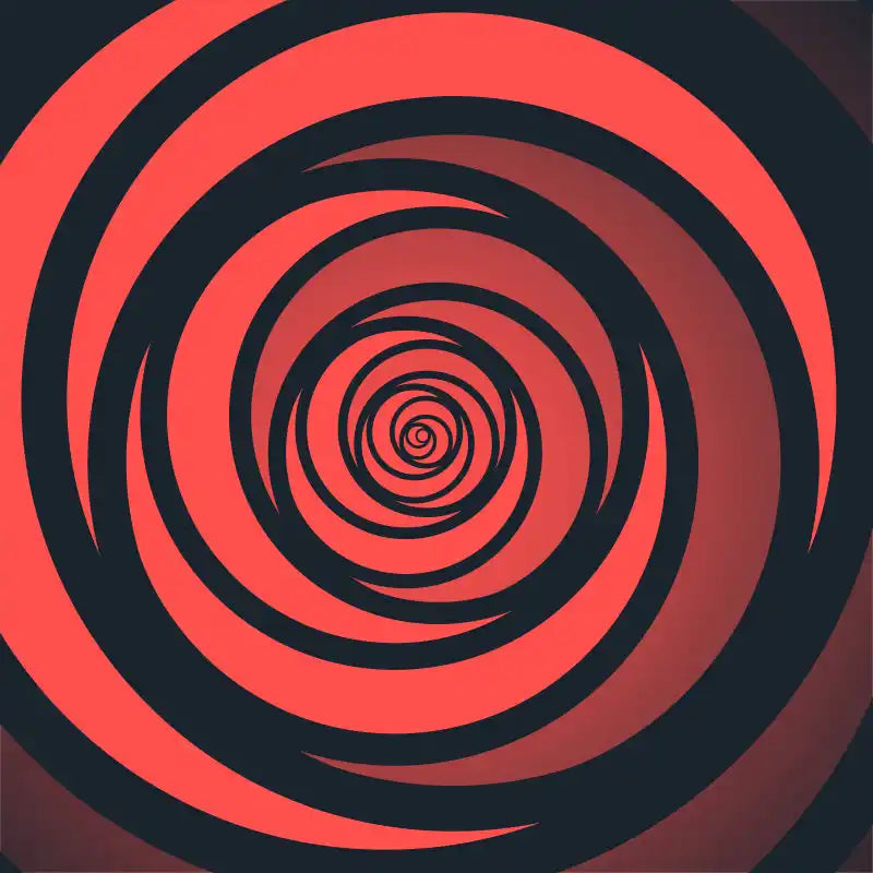 Red and black spiral pattern forming a hypnotic vortex.